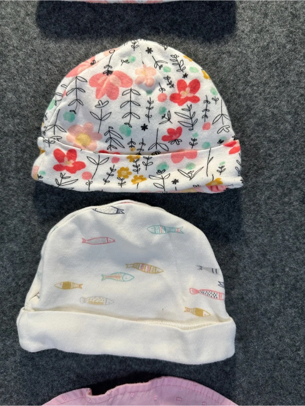Gymboree, Jumping Bean, Gerber, Baby Hats— Pink, White, Floral, Multi